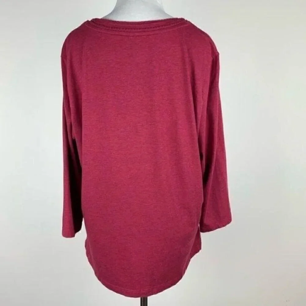 Coldwater creek womens top size 1X red 3/4 V-neck